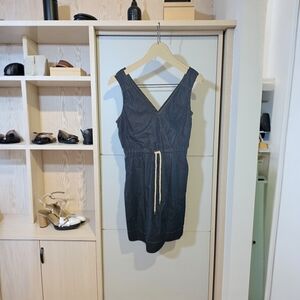 Tommy Hilfiger Denim MIDI Dress Size S/P SMALL ELASTIC WAIST W/ ROPE TIE POCKETS